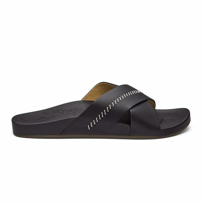 Leather Women Olukai Kipea Olu Slide Sandals 8211 Black
