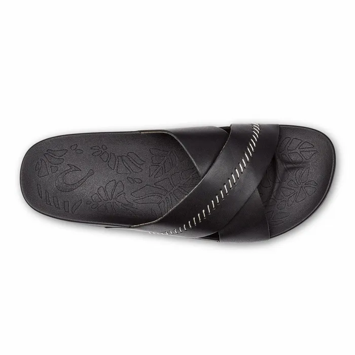 Leather Women Olukai Kipea Olu Slide Sandals 8211 Black