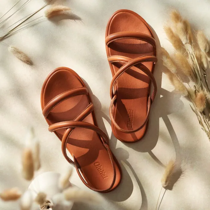Leather Women Olukai Tiare Strappy Leather Sandals 8211 Fox