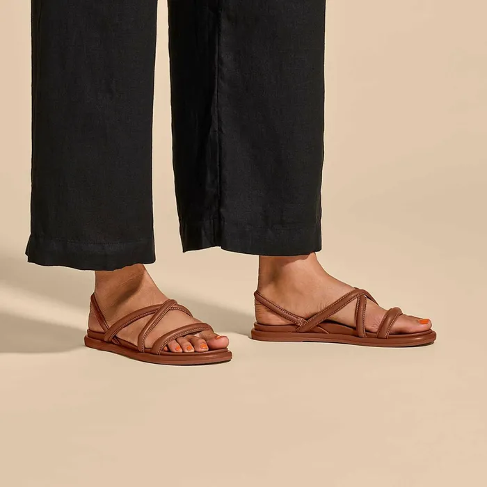Leather Women Olukai Tiare Strappy Leather Sandals 8211 Fox
