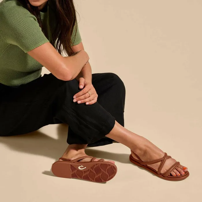 Leather Women Olukai Tiare Strappy Leather Sandals 8211 Fox