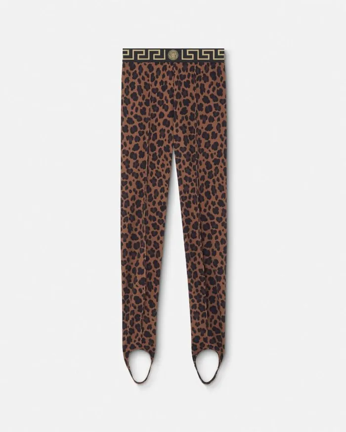 Leopard Gym Stirrup Leggings Animalier Women Versace Activewear