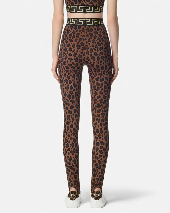 Leopard Gym Stirrup Leggings Animalier Women Versace Activewear