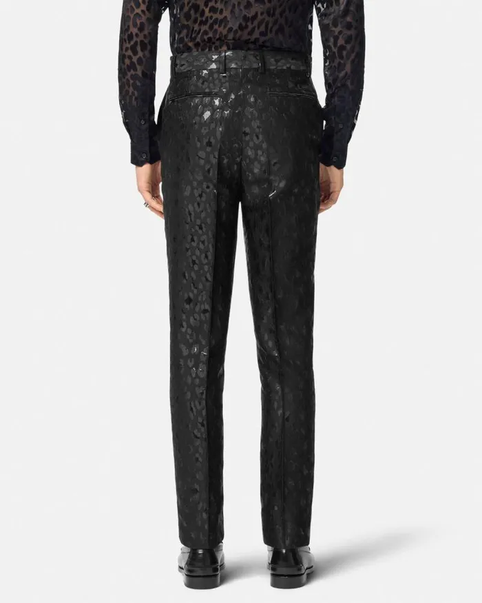 Leopard Jacquard Formal Trousers Black Men Versace Blazers and Suits