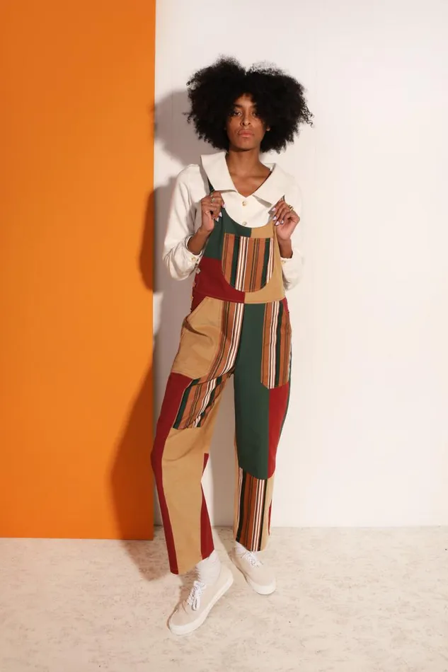 LF Markey Dungarees Women Bryson Dungaree Patchwork Stripe