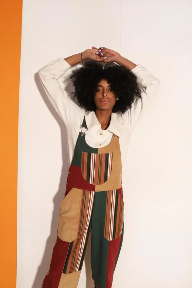 LF Markey Dungarees Women Bryson Dungaree Patchwork Stripe