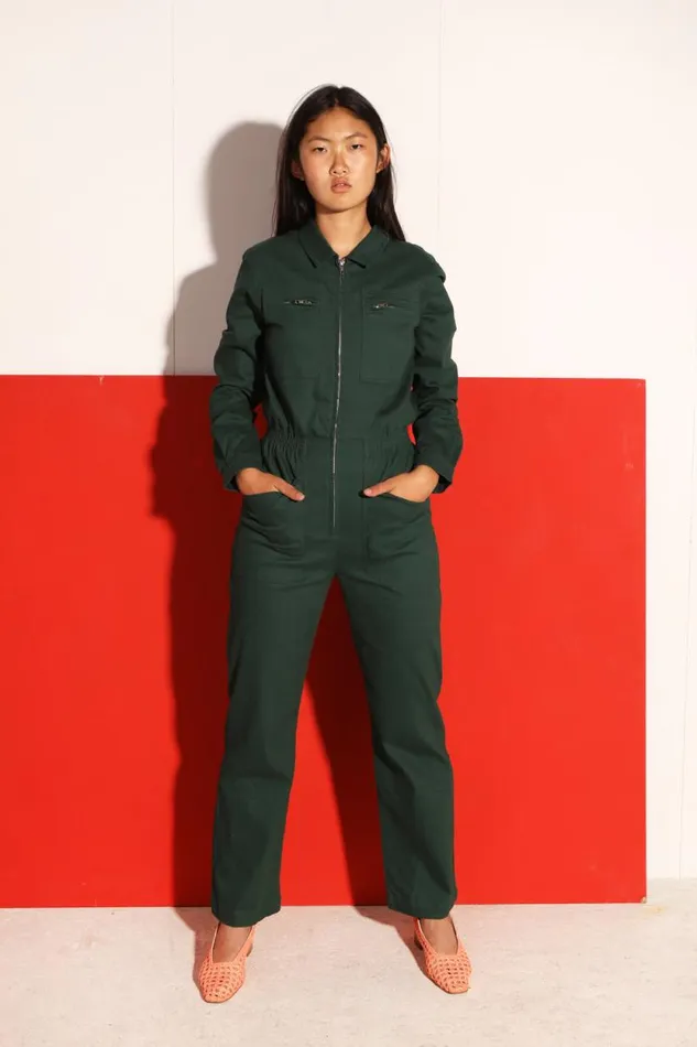 LF Markey One Pieces Women Danny Stretch Drill Boilersuit Forest Green