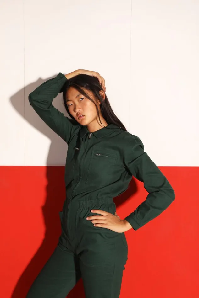 LF Markey One Pieces Women Danny Stretch Drill Boilersuit Forest Green
