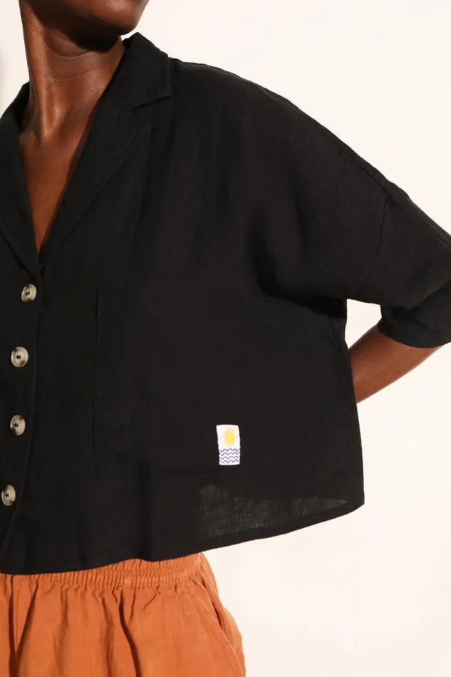 LF Markey Tops Women Maxim Linen Shirt Black