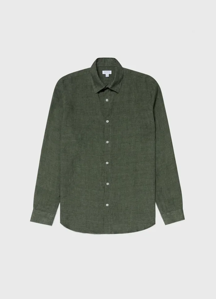 Linen Shirt Hunter Green Men SUNSPEL Shirts