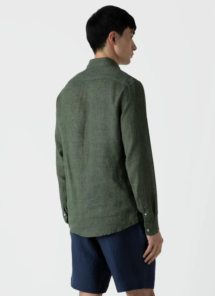 Linen Shirt Hunter Green Men SUNSPEL Shirts