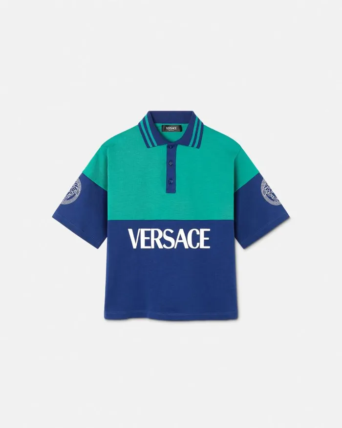 Logo Kids Polo Shirt Bluegreen Children Versace Clothing