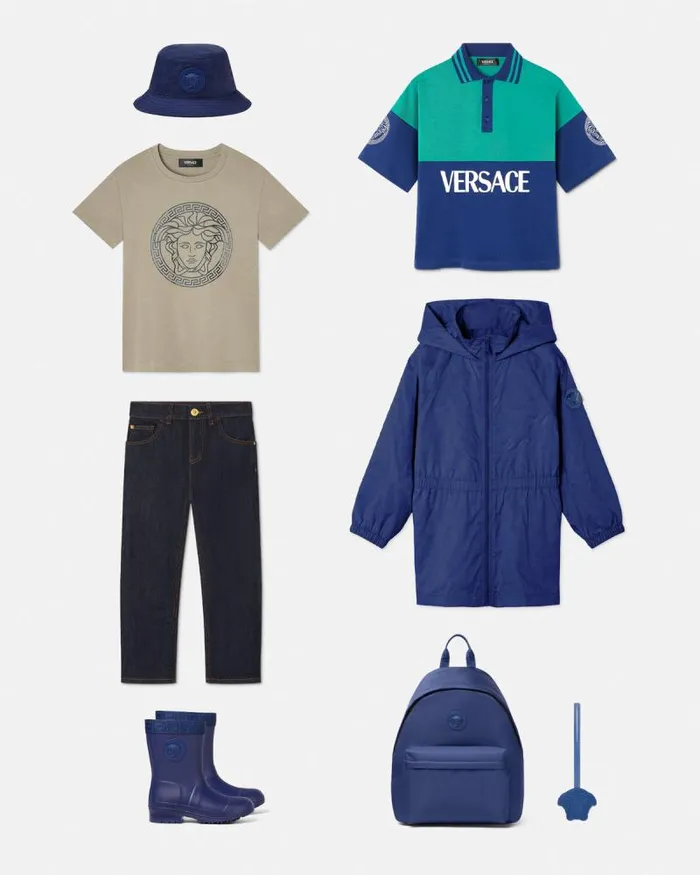 Logo Kids Polo Shirt Bluegreen Children Versace Clothing
