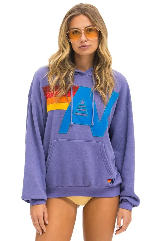 Logo Stitch Pullover Relaxed Hoodie 8211 Lavender WomenMen Aviator Nation Hoodies