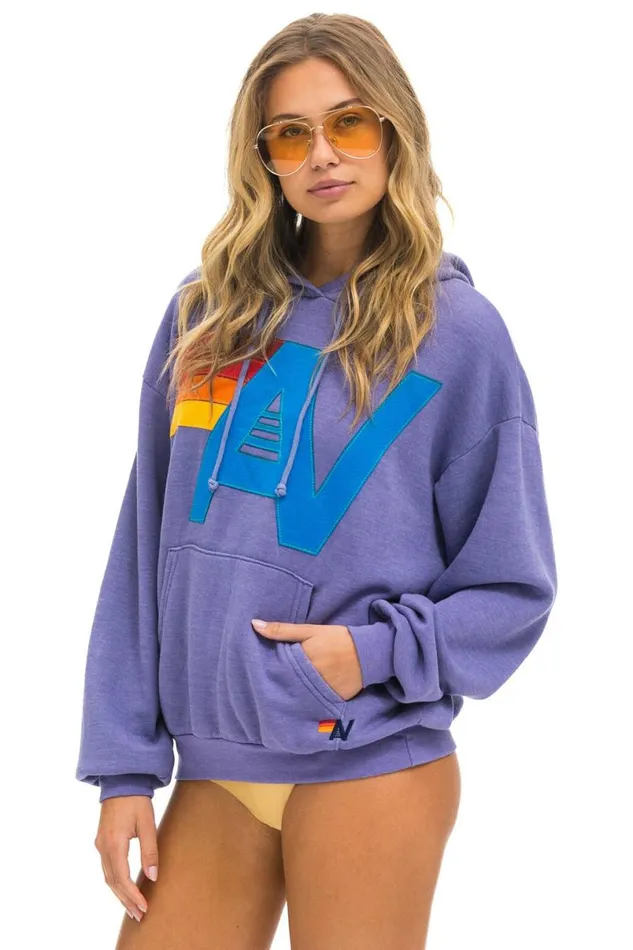 Logo Stitch Pullover Relaxed Hoodie 8211 Lavender WomenMen Aviator Nation Hoodies