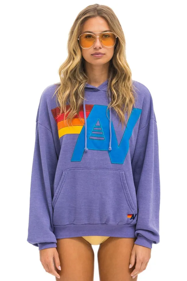 Logo Stitch Pullover Relaxed Hoodie 8211 Lavender WomenMen Aviator Nation Hoodies