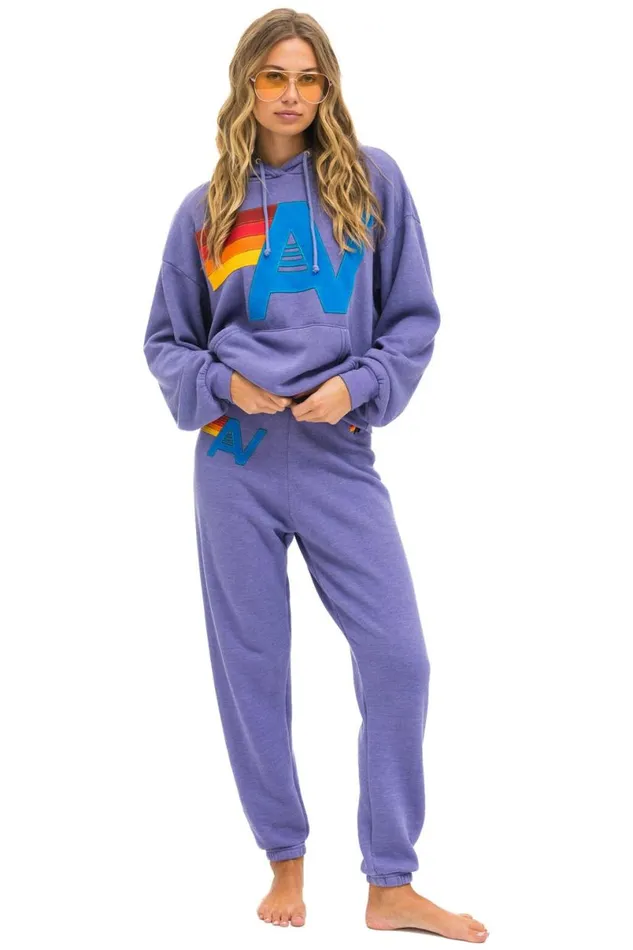 Logo Stitch Pullover Relaxed Hoodie 8211 Lavender WomenMen Aviator Nation Hoodies