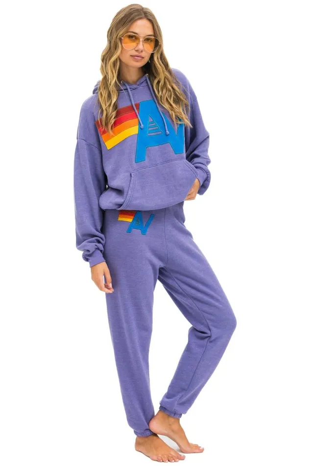 Logo Stitch Pullover Relaxed Hoodie 8211 Lavender WomenMen Aviator Nation Hoodies