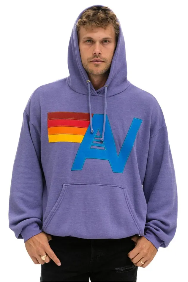 Logo Stitch Pullover Relaxed Hoodie 8211 Lavender WomenMen Aviator Nation Hoodies