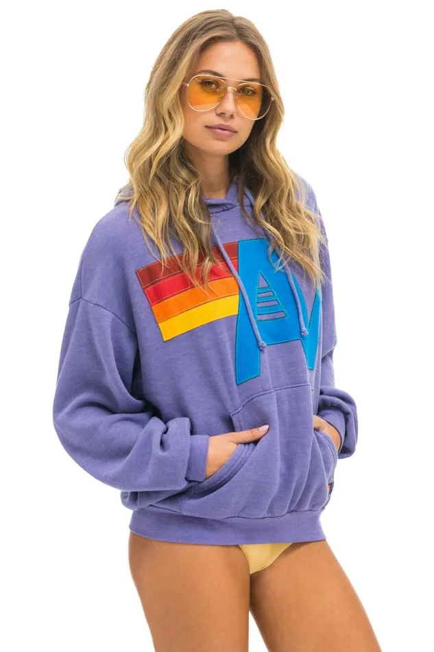 Logo Stitch Pullover Relaxed Hoodie 8211 Lavender WomenMen Aviator Nation Hoodies