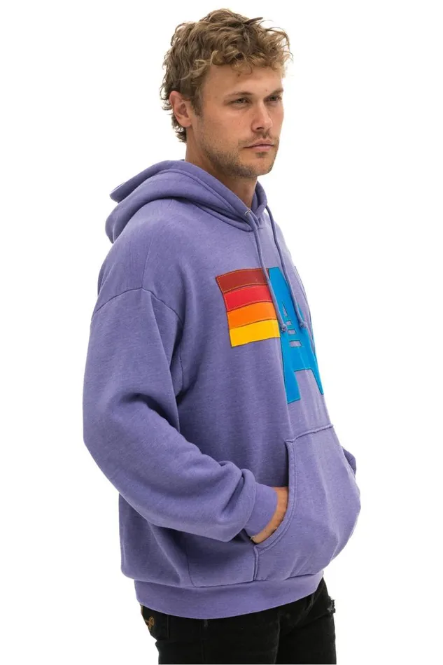 Logo Stitch Pullover Relaxed Hoodie 8211 Lavender WomenMen Aviator Nation Hoodies