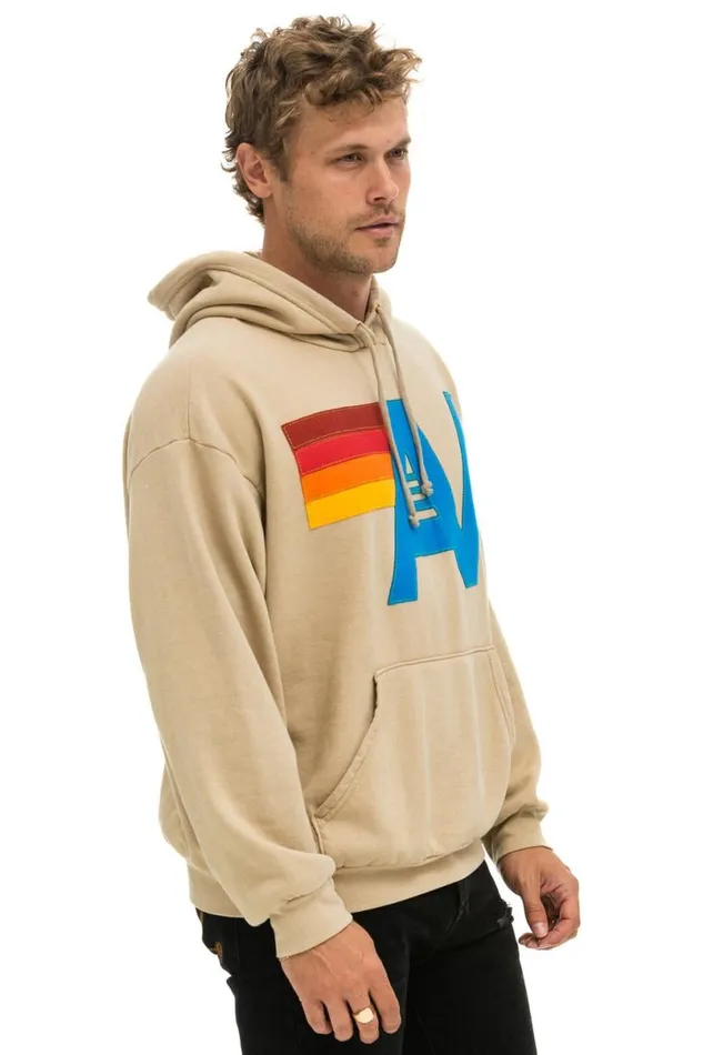 Logo Stitch Pullover Relaxed Hoodie 8211 Sand WomenMen Aviator Nation Hoodies