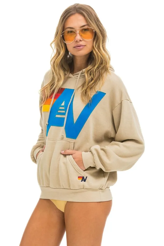 Logo Stitch Pullover Relaxed Hoodie 8211 Sand WomenMen Aviator Nation Hoodies