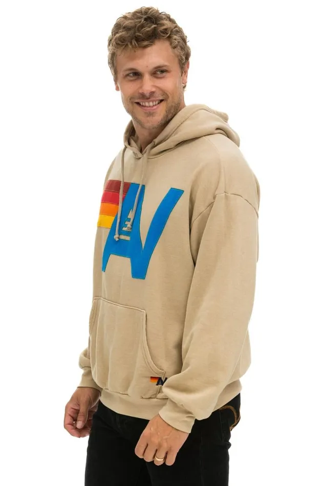 Logo Stitch Pullover Relaxed Hoodie 8211 Sand WomenMen Aviator Nation Hoodies