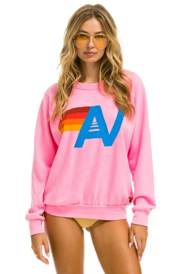 Logo Sweatshirt 8211 Neon Pink WomenMen Aviator Nation Sweatshirts