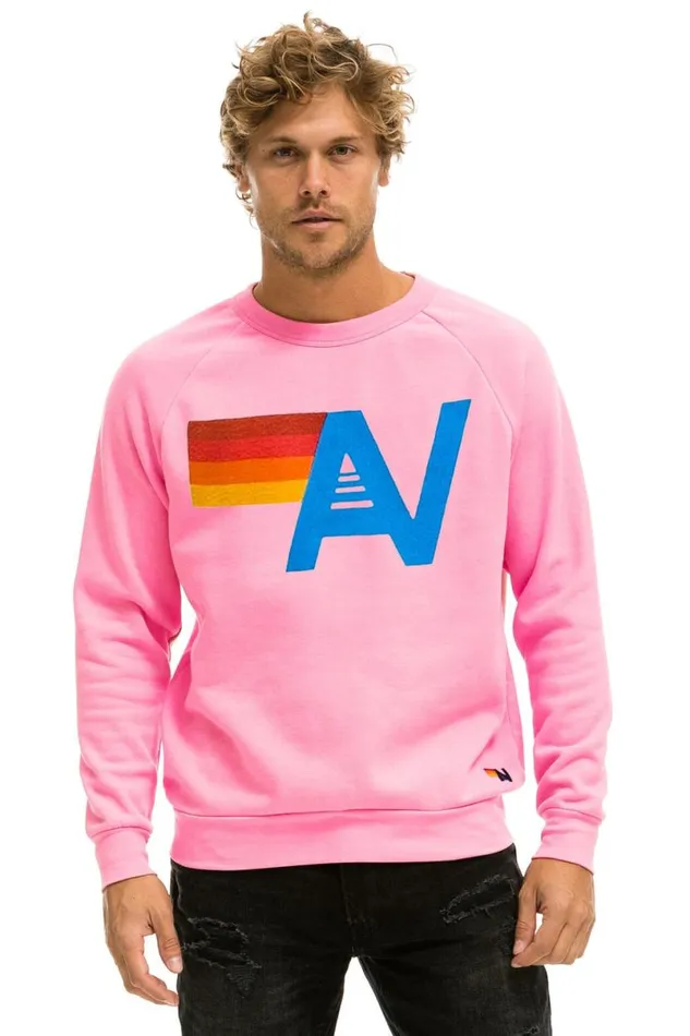 Logo Sweatshirt 8211 Neon Pink WomenMen Aviator Nation Sweatshirts