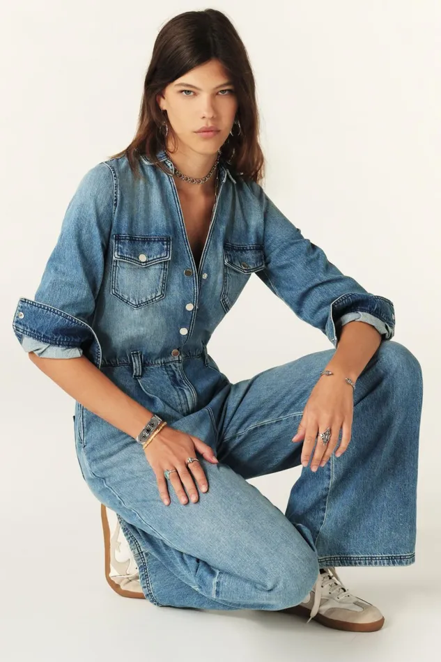 Long Denim Jumpsuit Fannie Blue Women Baandsh Jumpsuits and Overalls