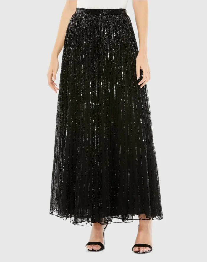 Long Sequin Embellished Chiffon Evening Skirt 8211 FINAL SALE Black Women Skirts Mac Duggal Long Sequin Embellished Chiffon Evening Skirt 8211 FINAL SALE Black Women Skirts Mac Duggal