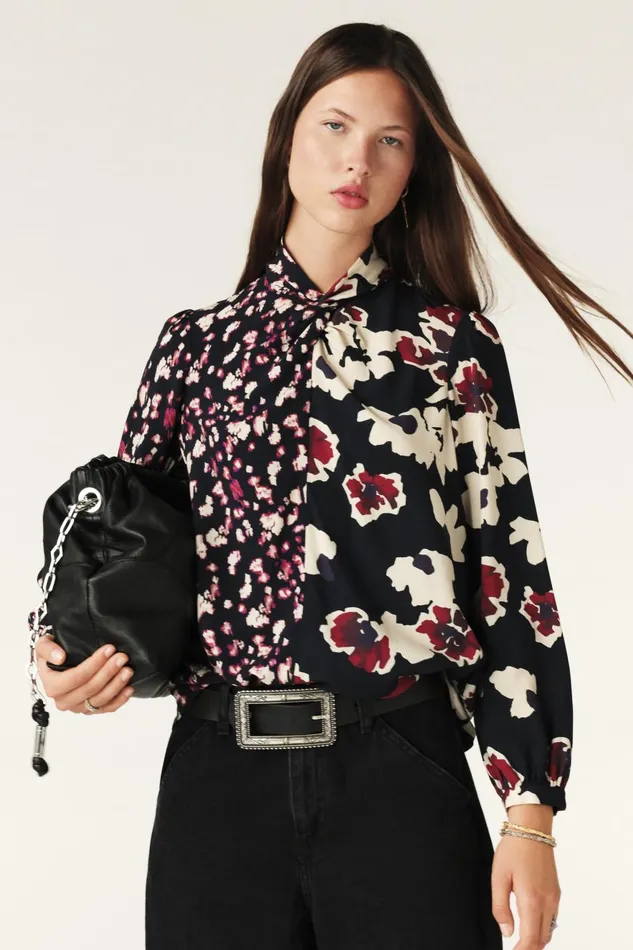 LongSleeve Blouse Milena Red Women Baandsh Tops and Shirts