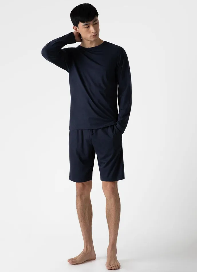 Long Sleeve Cotton Modal Lounge Tshirt Navy Men SUNSPEL Loungewear and Sleepwear