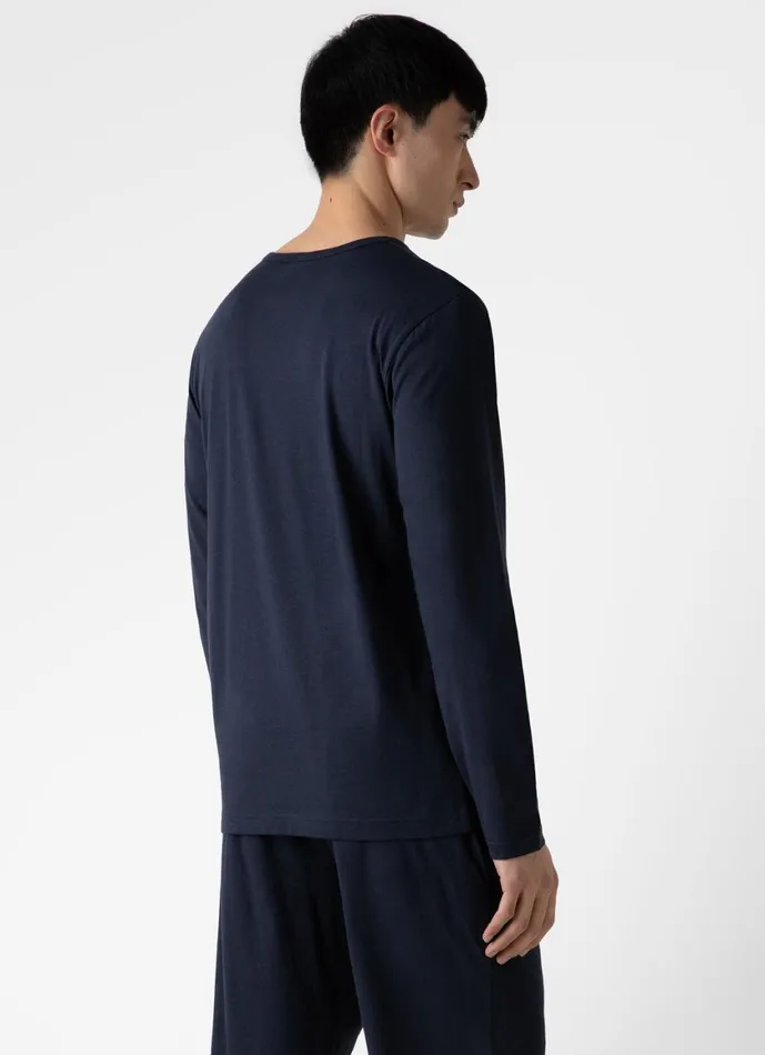 Long Sleeve Cotton Modal Lounge Tshirt Navy Men SUNSPEL Loungewear and Sleepwear