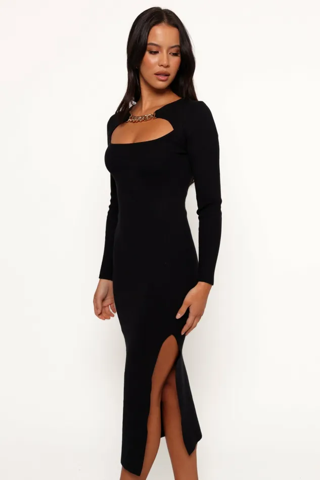 Long Sleeve Dresses Petal and Pup Women Elissa Long Sleeve Midi Dress Black
