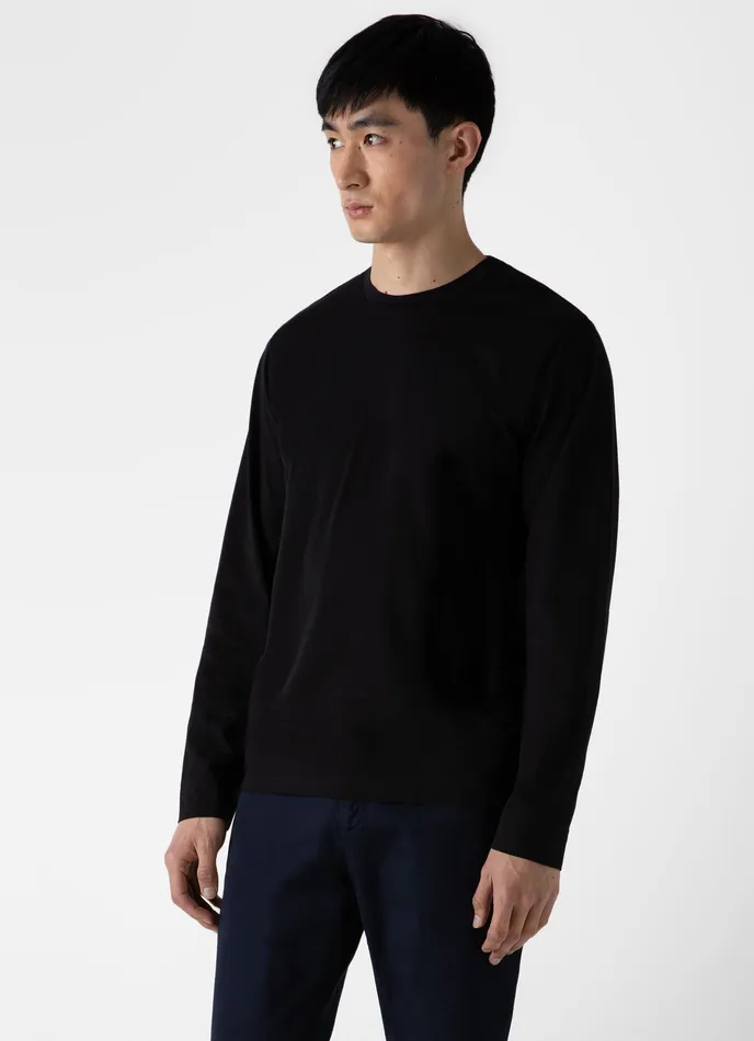 Long Sleeve Riviera Midweight Tshirt Black Tshirts ussunspel Men Long Sleeve Riviera Midweight Tshirt Black Tshirts ussunspel Men