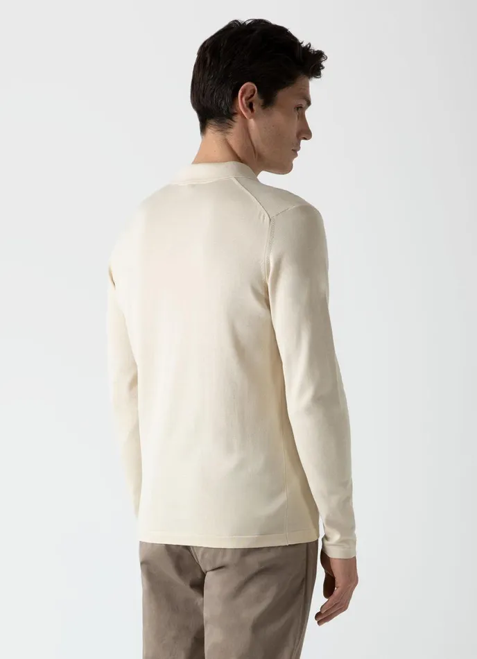 Long Sleeve Sea Island Cotton Polo Shirt Undyed Men SUNSPEL Knitwear