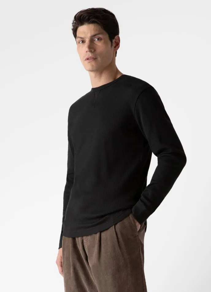 Long Sleeve Waffle Tshirt Coffee Men SUNSPEL Tshirts