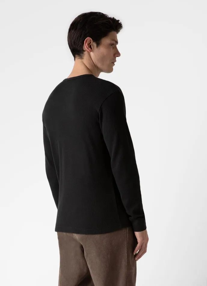 Long Sleeve Waffle Tshirt Coffee Men SUNSPEL Tshirts