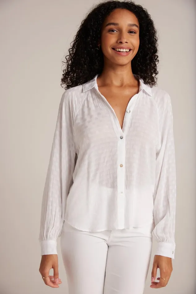 Long Sleeve Women Bella Dahl Round Hem Bishop Sleeve Shirt 8211 White
