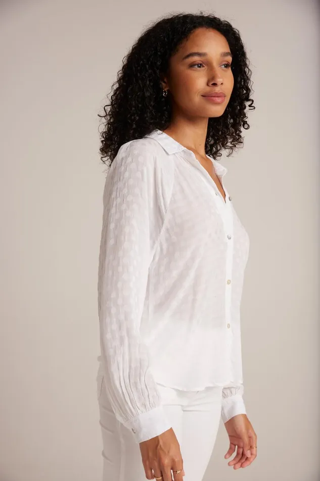 Long Sleeve Women Bella Dahl Round Hem Bishop Sleeve Shirt 8211 White