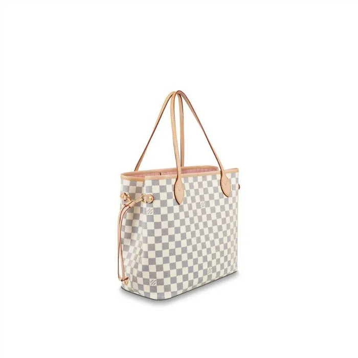 Louis Vuitton N41605 Neverfull MM Rose Ballerine Damier Azur Canvas 8211 Louis Vuitton Handbag Store Women Louis Vuitton Neverfull Bag