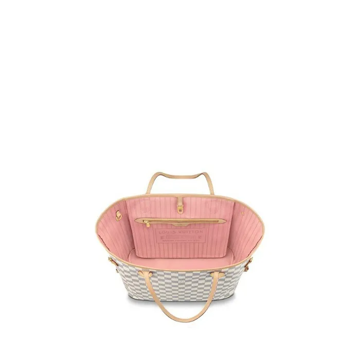 Louis Vuitton N41605 Neverfull MM Rose Ballerine Damier Azur Canvas 8211 Louis Vuitton Handbag Store Women Louis Vuitton Neverfull Bag