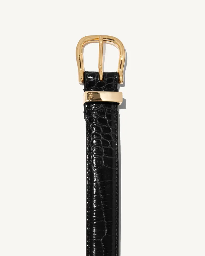 LOUISE BELT Dark Brown Wshiny Brass Buckle Women Nili Lotan Belts and Accessories