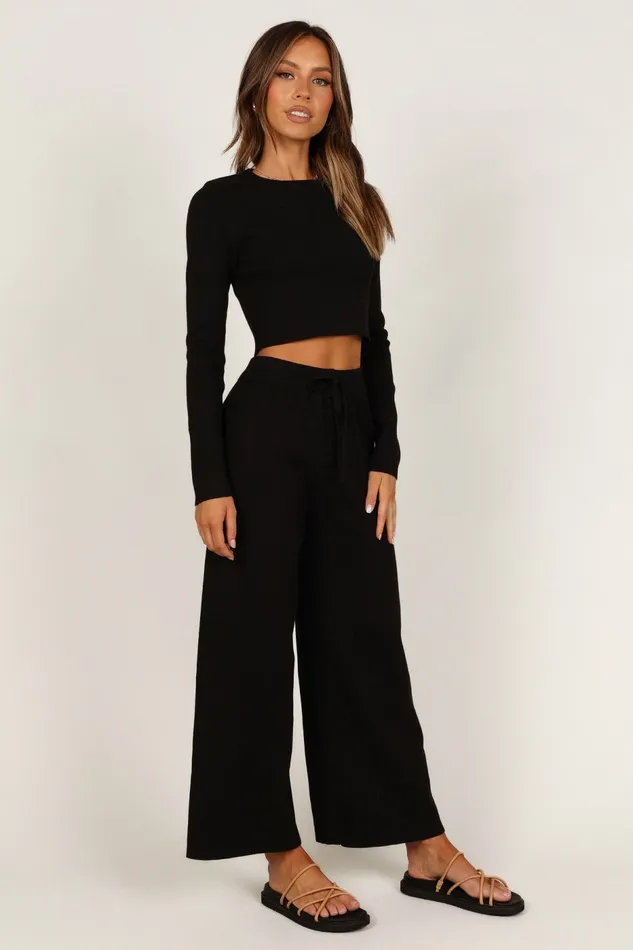 Loungewear Women Petal and Pup Ayers Long Sleeve Set Black