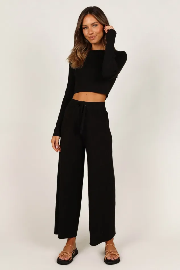 Loungewear Women Petal and Pup Ayers Long Sleeve Set Black