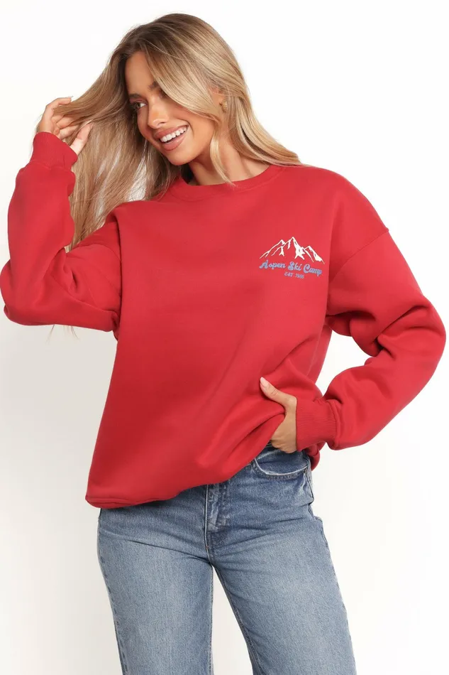 Loungewear Women Torie Apres Ski Camp Sweatshirt Cherry Petal and Pup