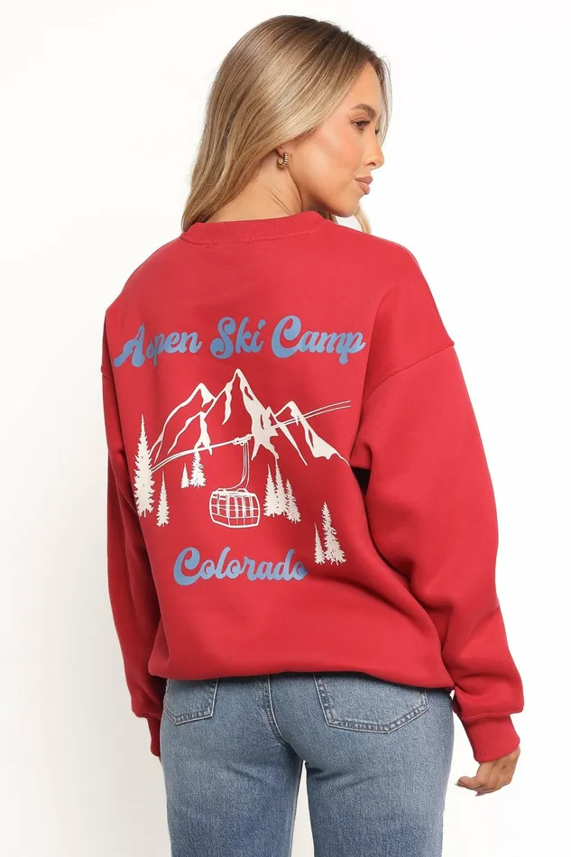 Loungewear Women Torie Apres Ski Camp Sweatshirt Cherry Petal and Pup