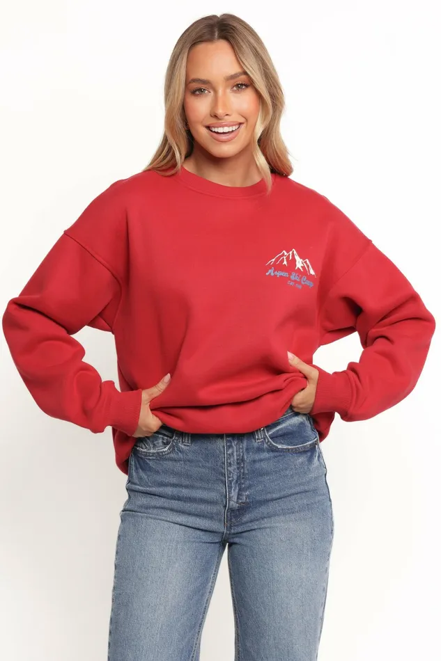 Loungewear Women Torie Apres Ski Camp Sweatshirt Cherry Petal and Pup